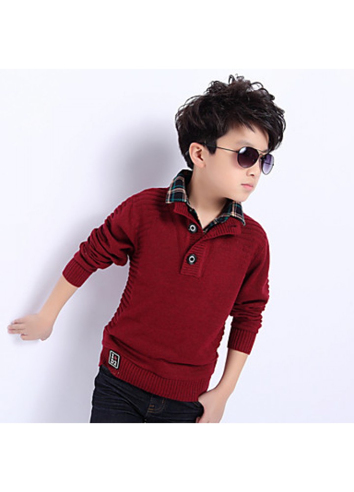 Boy Cute Fashion Winter / Fall  Solid Color Double High Collar  Sweater  